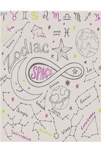 Zodiac space: Zodiac space on grey cover and Dot Graph Line Sketch pages, Extra large (8.5 x 11) inches, 110 pages, White paper, Sketch, Draw and Paint