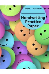 Handwriting Practice Paper: Smiley Faces Design, Notebook with Dotted Lined Sheets for K-3 Students, 100 Pages, 8.5x11 Inches