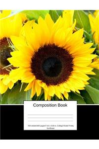 Composition Book 200 Sheets/400 Pages/7.44 X 9.69 In. College Ruled/ Pretty Sunflower