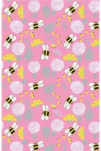 Journal Notebook Bees and Clover Pattern - Pink