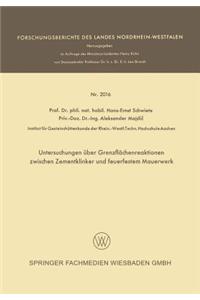 Untersuchungen über Grenzflächenreaktionen zwischen Zementklinker und feuerfestem Mauerwerk
