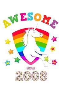 Awesome Since 2008: Unicorn Draw & Write Blank Storybook Paper Magical White Cover for Young Girls Born this Year A Story Book Writing Practice Workbook for Kids at Hom