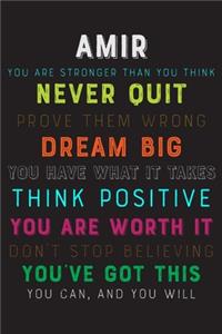 Amir You Are Stronger Than You Think Never Quit Prove Them Wrong Dream Big You Have What It Takes Think Positive You Are Worth It Dont Stop Believing You've Got This You Can And You Will