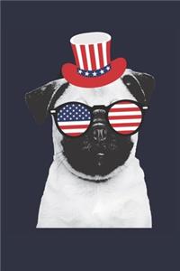 Fourth Of July Gift for Pug Lovers - Pug Notebook - Pug Journal