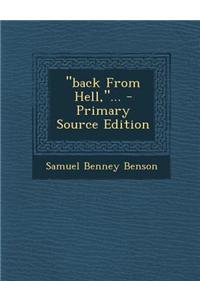 Back from Hell, ... - Primary Source Edition