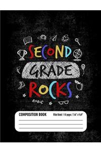 Second Grade Rocks Composition Book (Wide Ruled/ 110 pages/ 7.44x9.69)