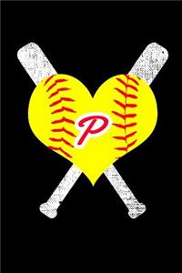 P Monogram Initial Softball Journal