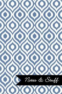Notes & Stuff Lined Notebook With Blue-gray Ikat Pattern Cover