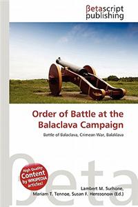 Order of Battle at the Balaclava Campaign