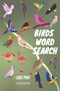 Birds Word Search, Large Print, Amal Puzzles