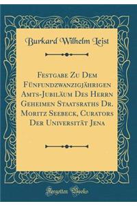 Festgabe Zu Dem Fï¿½nfundzwanzigjï¿½hrigen Amts-Jubilï¿½um Des Herrn Geheimen Staatsraths Dr. Moritz Seebeck, Curators Der Universitï¿½t Jena (Classic Reprint)