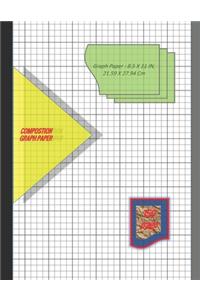 Graph Paper Notebook 8.5 x 11 IN, 21.59 x 27.94 cm: 1/4 inch thin (0.5pt) &1 inch thicker (1pt) light gray grid lines perfect binding, non-perforated, Double-sided Composition Graph Paper, Coordinate 