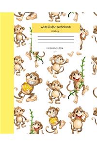 Wide Ruled Monkey Notebook Composition Book: Cute Workbook Journal for Kids. 8" x 10" 120 Pages. Banana Treats Cover