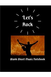 Blank sheet music notebook Let's Rock