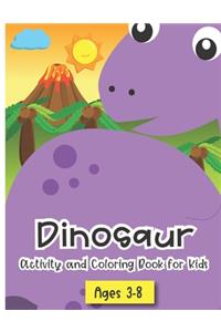 Dinosaur Activity and Coloring Book for kids ages 3-8