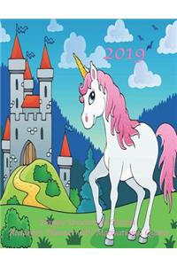 2019 Happy Unicorn 18 Month Academic Planner with Motivational Quotes