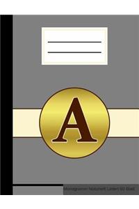 A Monogramm Notizheft Liniert 60 Blatt