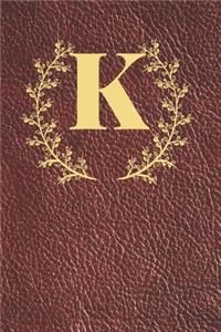 K: Executive Monogram Initial Journal (Vintage Leather Look Personalized Letter Notebooks)