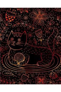 Bullet Journal Notebook Cute Cat in Flowers Pattern 4