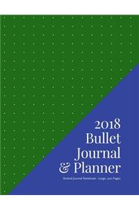 2018 Bullet Journal & Planner - Dotted Journal Notebook - Large; 300 Pages: Green/Blue