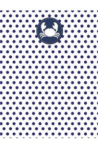 Crab Nautical Navy Polka Dot Notebook - Wide Ruled