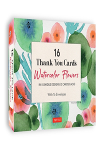 16 Watercolor Flowers Thank You Cards