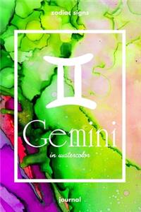 Zodiac signs GEMINI in watercolor Journal