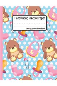 Handwriting Practice paper: Cute Bear Dotted Midline - Grades K-3 K-2 School Exercise Book - 120 Story Pages - mermaid