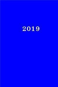 2019: Kalender/Terminplaner: 1 Woche auf 2 Seiten, Format ca. A5, Cover blau