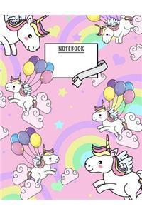 Notebook: Unicorn Notebook, Composition Book, Journal, Sketchbook for Girls(8.5 X 11 Inches, 120 Pages, Lined Paper) Cute Unicorn Design-Pink