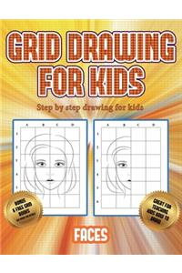 Step by step drawing for kids (Grid drawing for kids - Faces)