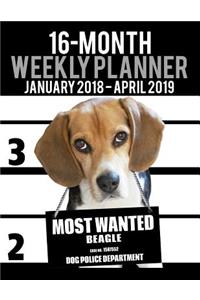 2018-2019 Weekly Planner - Most Wanted Beagle
