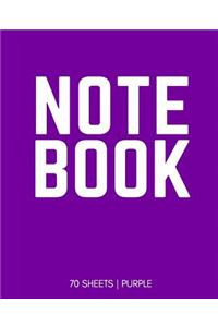 Notebook 70 Sheets: Purple: Notebook 7.5 X 9.25