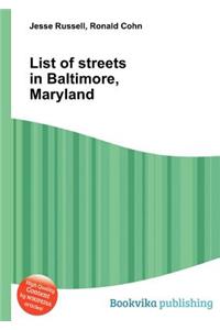 List of Streets in Baltimore, Maryland