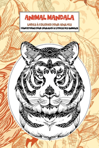 Livres à colorier pour adultes - Conceptions pour soulager le stress des animaux - Animal Mandala