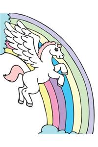 Horse Illustration School Composition Book Equine Pony Pegasus Rainbow
