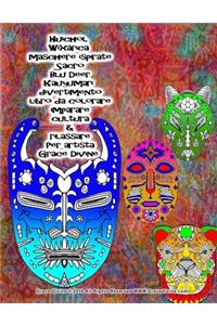 Huichol Wixarica maschere ispirate Sacro Blu Deer Kauyumari divertimento libro da colorare imparare cultura & rilassare Per artista Grace Divine