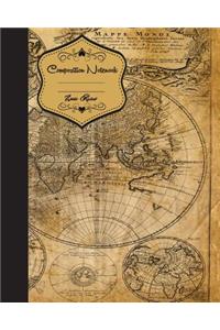 World Map Vintage Composition Notebook Wide Ruled Journal Diary 8