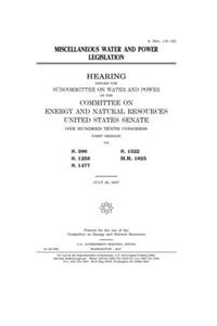 Miscellaneous water and power legislation