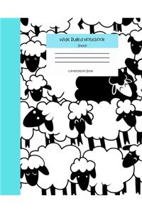 Wide Ruled Sheep Notebook Composition Book
