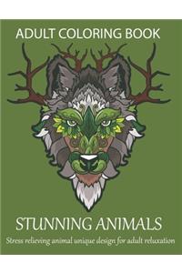 Adult coloring book stunning animals stress relieving animal unique design for adult reluxation