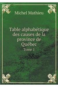 Table alphabétique des causes de la province de Québec Tome 1