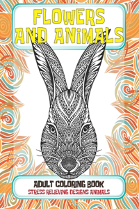 Adult Coloring Book Flowers and Animals - Stress Relieving Designs Animals