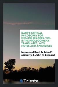 Kant's Critical Philosophy for English Readers