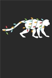 Christmas Notebook 'Monkey with Christmas Lights' - Christmas Gift for Animal Lover - Christmas Lights Monkey Journal