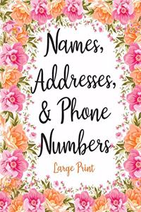 Names Addresses & Phone Numbers Large Print
