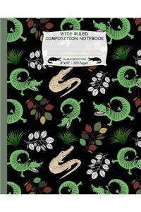 Wide Ruled Composition Notebook. Alligator Pattern