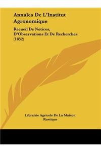 Annales de L'Institut Agronomique