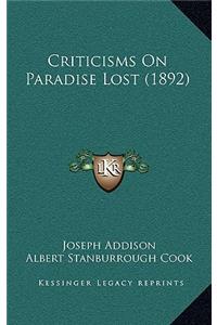Criticisms on Paradise Lost (1892)