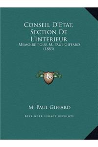 Conseil D'Etat, Section De L'Interieur